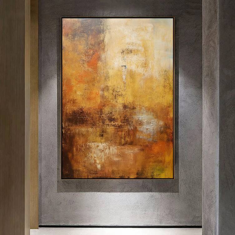 Room Handmade Brown Leaf Abstract Canvas Artwork 2SMMJ